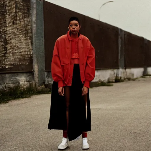 Image similar to realistic photoshooting for a new ssense!!! lookbook, color film photography, photo of a woman, photo in style of tyler mitchell, 3 5 mm, featured on vogue