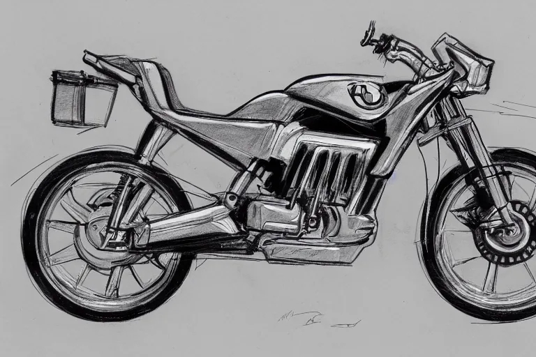 Image similar to 1980s motorcycle sketch concept art, high detail, high definition, 8k