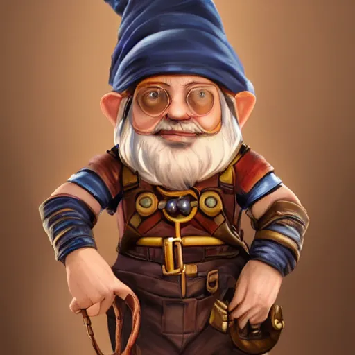 Prompt: extremely realistic portrait of a real life female gnome mechanic artificer character, one prosthetic arm metallic gauntlet, standing on a boat with naval background, trending on artstation, heroic pose, highly detailed, 8k