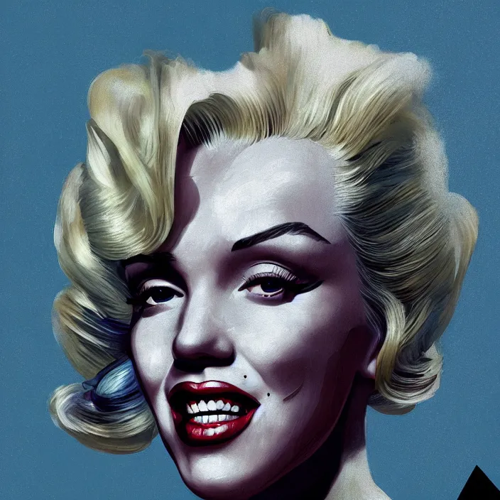 Image similar to portrait of Marilyn Monroe as a harley quinn. intricate abstract. intricate artwork. by Tooth Wu, wlop, beeple, dan mumford. octane render, trending on artstation, greg rutkowski very coherent symmetrical artwork. cinematic, hyper realism, high detail, octane render, 8k, iridescent accents