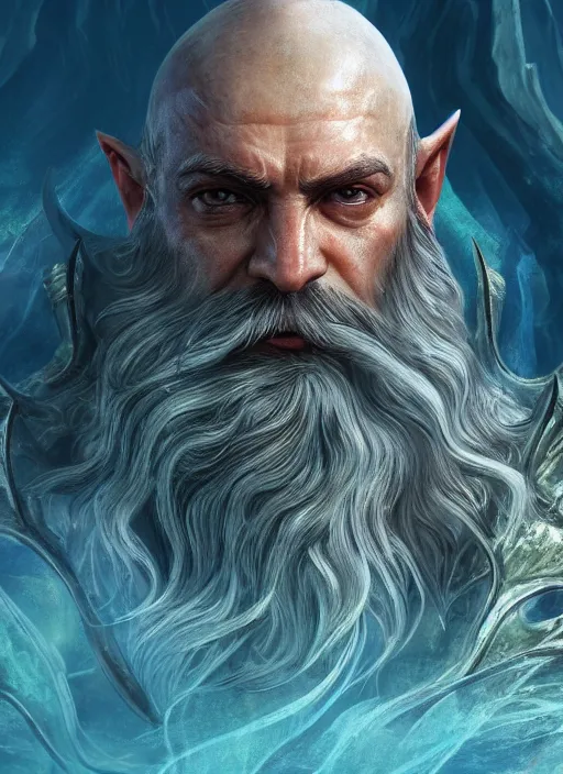 Image similar to poseidon ultra detailed fantasy, elden ring, realistic, dnd character portrait, full body, dnd, rpg, lotr game design fanart by concept art, behance hd, artstation, deviantart, global illumination radiating a glowing aura global illumination ray tracing hdr render in unreal engine 5