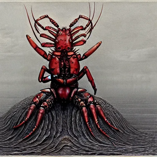 Prompt: lobster demon by beksinski