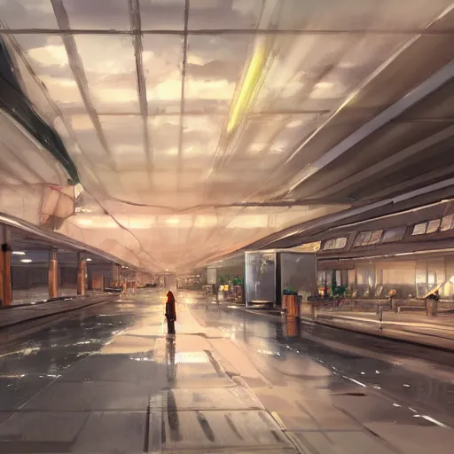 Prompt: The Airport Ward, Ōta, Anime concept art by Makoto Shinkai