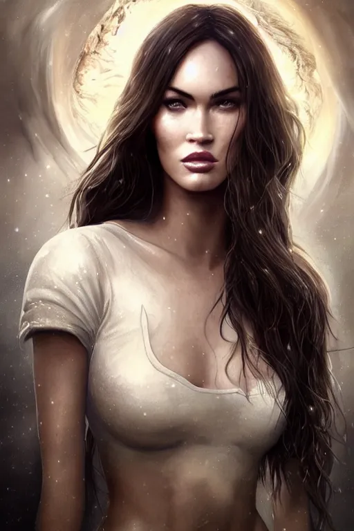 Prompt: majestic and regal portrait of megan fox female white raven, dc universe, perfect face, beautiful, intricate, epic, elegant, fantasy, highly detailed, digital painting, hard focus, beautiful volumetric lighting, epic light, ultra detailed, by leesha hannigan, ross tran, thierry doizon, kai carpenter, ignacio fernandez rios