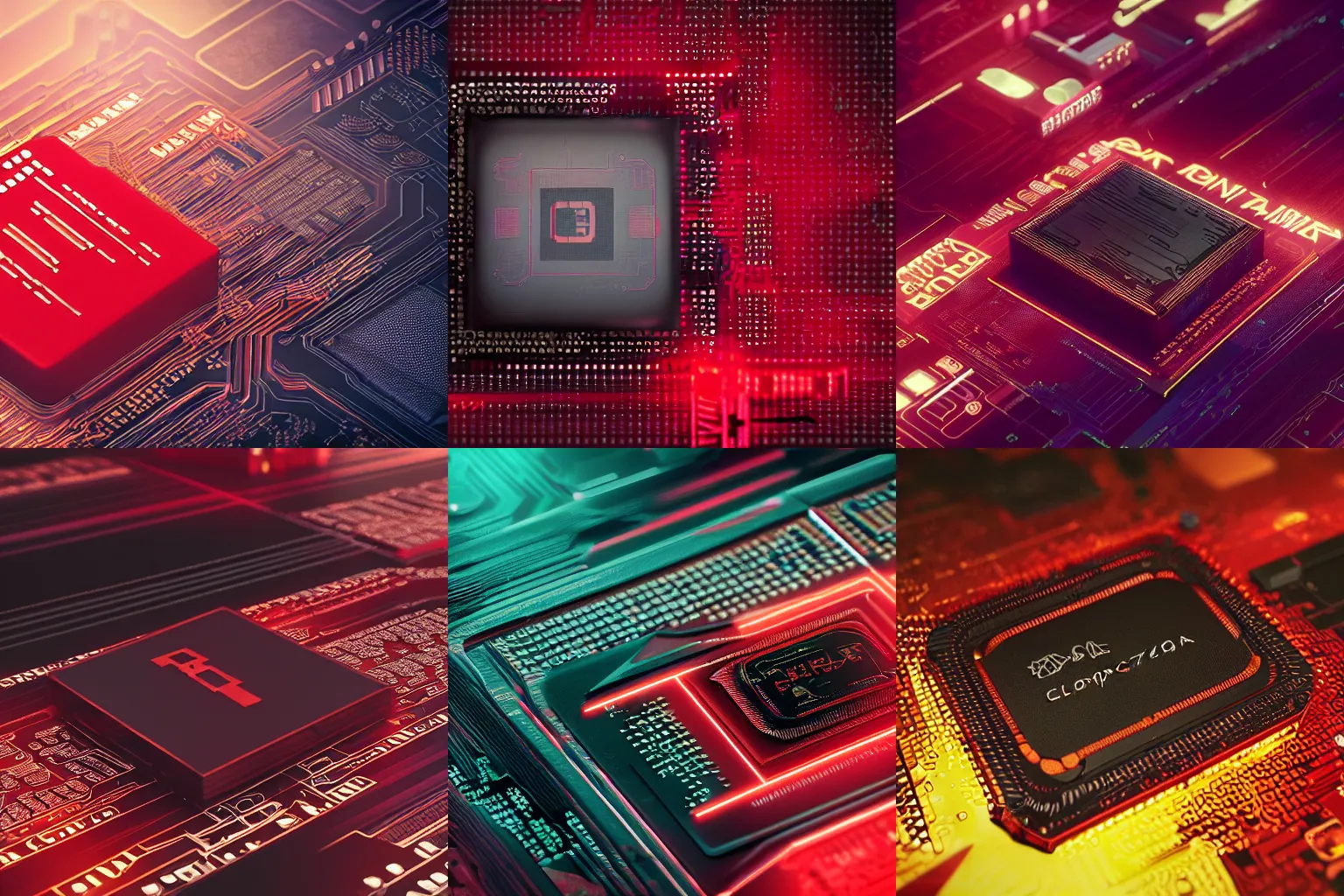 Prompt: “cinematic picture of a red cyberpunk computer chip on a table, Arasaka, cyberpunk 2077, 8k, octane render”