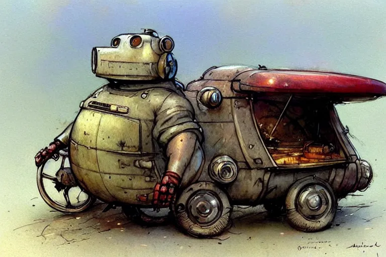 Image similar to adventurer ( ( ( ( ( 1 9 5 0 s retro future robot android obese rat wagon. muted colors. ) ) ) ) ) by jean baptiste monge!!!!!!!!!!!!!!!!!!!!!!!!! chrome red