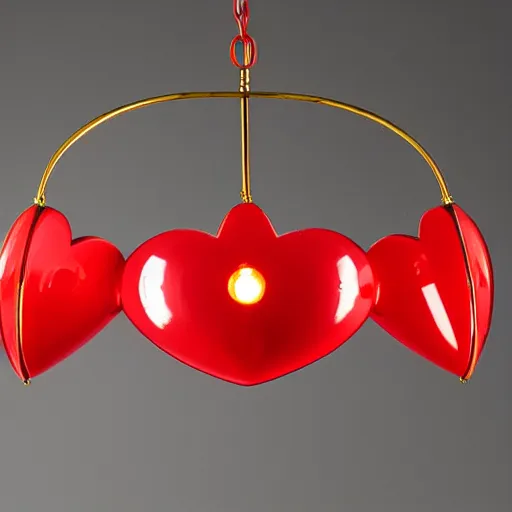 Image similar to pendant light in the shape of a heart with red accents designed by tiffany & co.