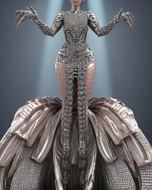 Image similar to a highly detailed metahuman 4 k close up render of an alien goddess bella hadid monument renaissance in iris van herpen dress schiaparelli in diamonds crystals swarovski and jewelry iridescent in style of alphonse mucha gustav klimt trending on artstation made in unreal engine 4