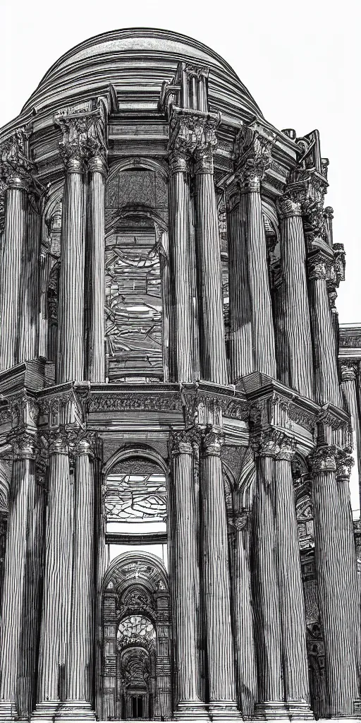 Image similar to the palace of fine arts in san francisco an ultrafine detailed illustration by james jean, intricate linework, behance contest winner, vanitas, angular, altermodern, unreal engine 5 highly rendered, global illumination, radiant light, detailed and intricate environment