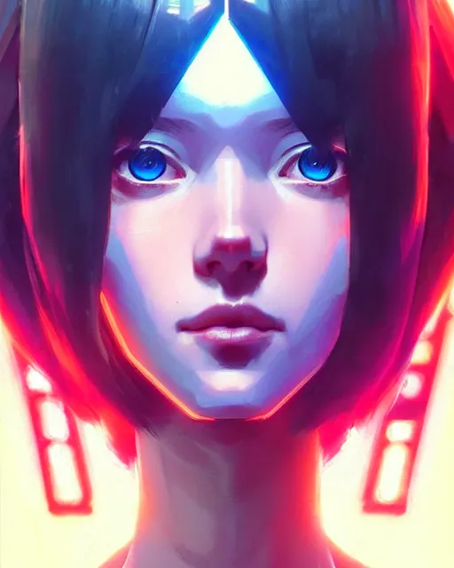 Image similar to cyborg girl | | audrey plaza, fine detail!! anime!! realistic shaded lighting!! poster by ilya kuvshinov katsuhiro otomo ghost - in - the - shell, magali villeneuve, artgerm, jeremy lipkin and michael garmash and rob rey