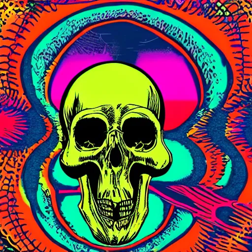 Image similar to a secret dream held by the reptilian overlords in psychedelic neon colors. drinking from the skulls of the poor