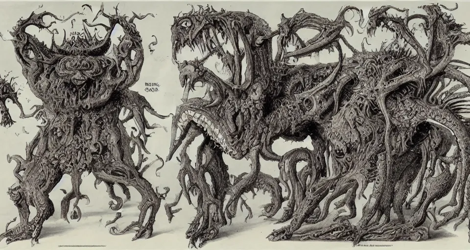 Image similar to bizarre bestiary of repressed unconscious emotional monsters and creatures