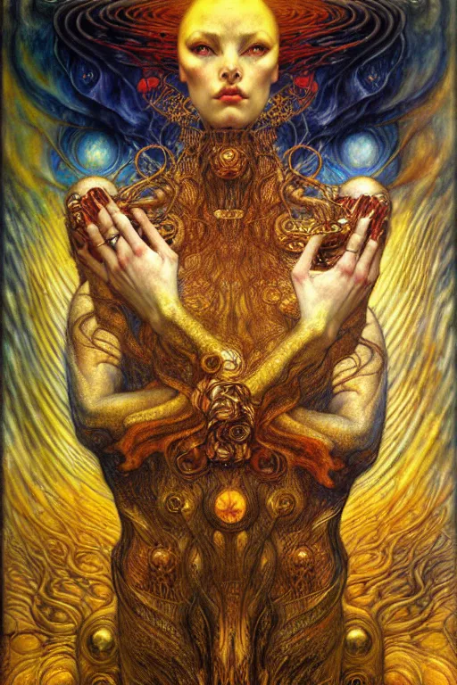 Image similar to Divine Chaos Engine by Karol Bak, Jean Delville, William Blake, Gustav Klimt, and Vincent Van Gogh, symbolist, visionary