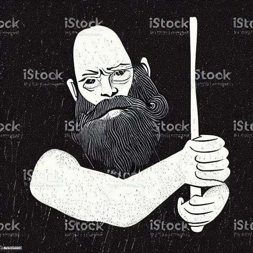 Image similar to bearded man holding bowl gouge, vector art