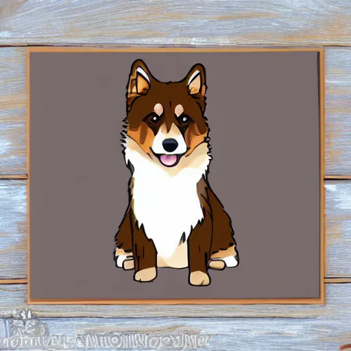 Image similar to excited brown and tan domino finnish lapphund, studio ghibli art style