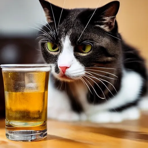 Image similar to cat drinking vodka