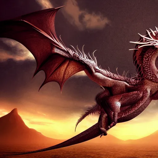 Prompt: Dragon wallpaper, 8k, digital art, hyperrealistic, single dragon flying, detailed