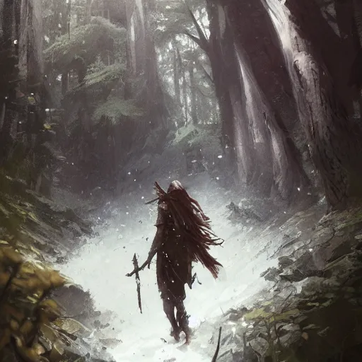 Prompt: Forest Druid, axe in hand, in the forest, dungeons and dragons, by Greg Rutkowski, digital art, trending on artstation