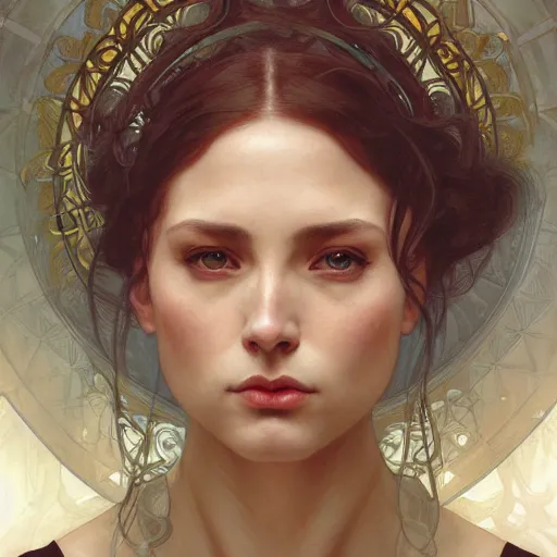 Image similar to portrait of angry goddess, intricate, elegant, highly detailed, digital painting, artstation, concept art, smooth, sharp focus, illustration, art by artgerm and greg rutkowski and alphonse mucha and william - adolphe bouguereau