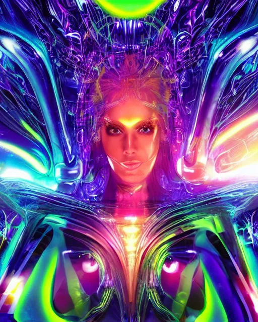 Image similar to a powerful energy psychedelic matrix woman, by alexander fedosav, hyper detailed digital matte painting, concept art, hyperrealism, 1 6 k resolution, cinema 4 d, 8 k resolution, trending on artstation, behance hd, a masterpiece, by stephan martiniere, particles, cel - shaded, power bright neon energy, by david a. hardy,