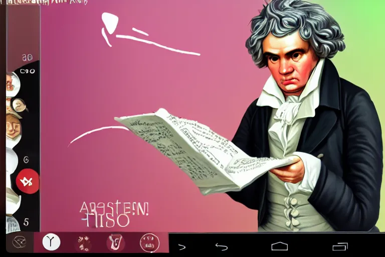 Image similar to a photo of beethoven doing the floss on tiktok, app screenshot, photorealistic, 8 k