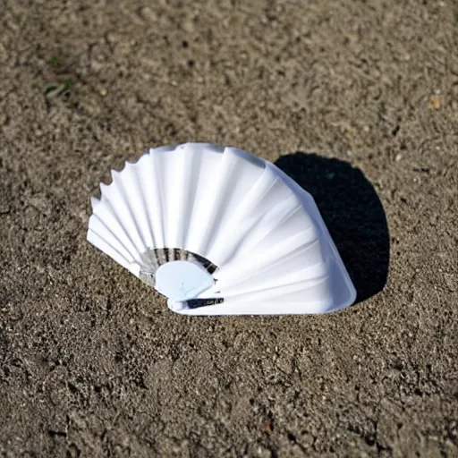 Image similar to a cheap plastic portable white fan melting during a heatwave