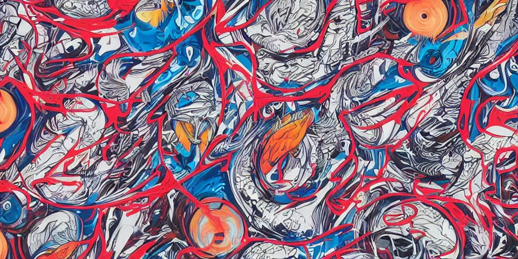 Image similar to Tristan Eaton's wallpaper, Fluid electricity, minimalism