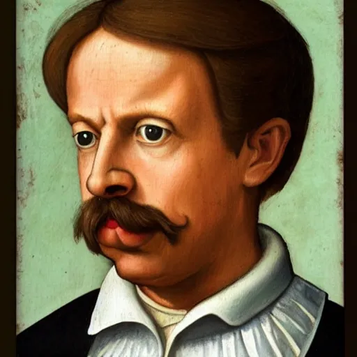 Image similar to a renaissance style portrait painting of Ned Flanders