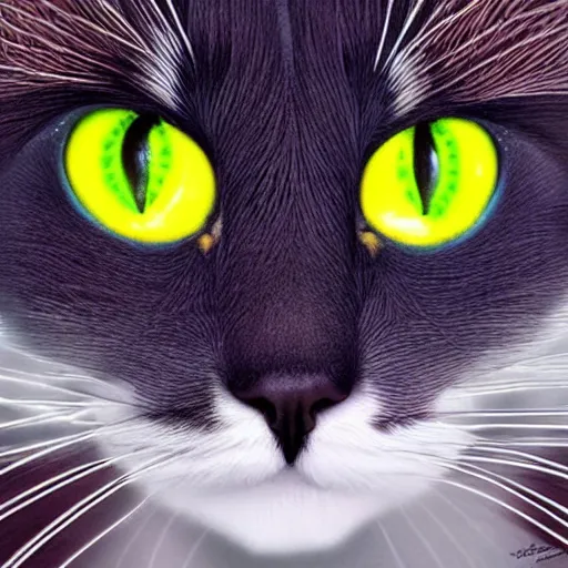 Image similar to symmetry!! portrait of cool and good - looking ragdoll cat, long cat hairs, big cat eyes, colorful lighting, hyperrealistic, trending on pixiv fanbox, style of marvel cinematic universe,