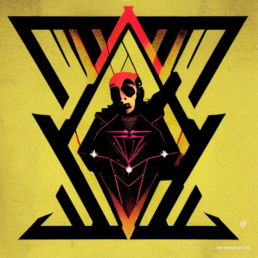 Image similar to amazing electronica darksynth vynil album cover graphic design,