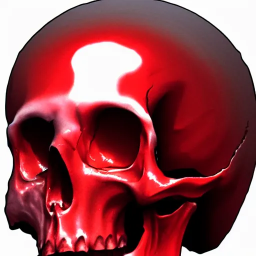 Prompt: turbulent transparent red liquid inside in a transparent skull, alex maleev