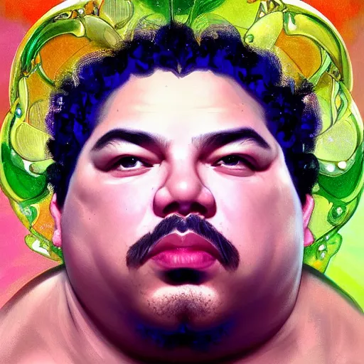 Image similar to dream portrait of GreekGodX dreamy and ethereal, expressive pose, big pink eyes, exciting expression, fantasy, intricate, elegant, many rainbow bubbles, rose tones, highly detailed, digital painting, artstation, concept art,cyberpunk wearing, smooth, sharp focus, illustration, art by artgerm and greg rutkowskiand alphonse mucha,Salvador Dali.