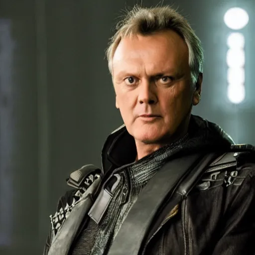 Image similar to Anthony Head as Cyberpunk Uther