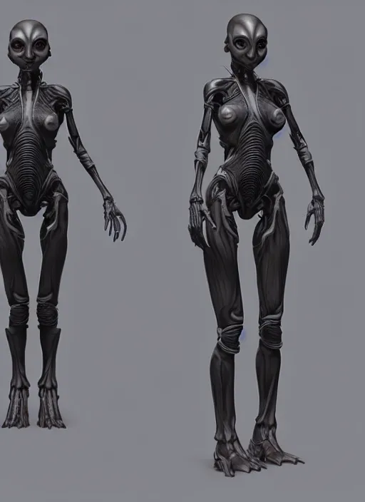 Prompt: portrait of a alien female wearing an exoskeletton, zbrush rendering, unreal engine