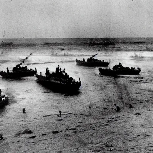 Prompt: attacking omaha beach on d - day