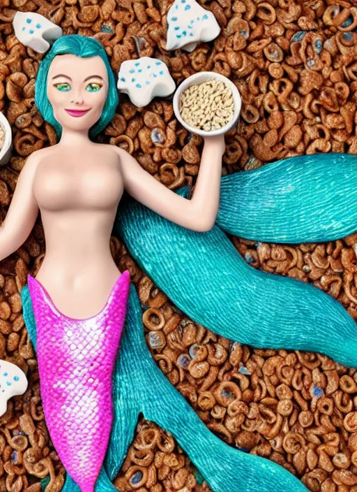 Image similar to mermaid in bol full of cereal and milk