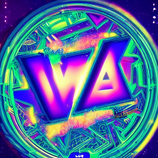 Image similar to a and w vaporwave logo, colorful, digital art, cosmic, 3 d high definition, trending on art station, photorealistic, high resolution, 8 k, octane, hyper detailed, insane details, intricate, elite, ornate, elegant trend, highly detailed and intricate, sharp focus, photography, unreal engine