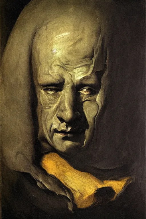 Image similar to mysterious portrait of medici emerging from the dark void, face partially melting like glitching out LSD effect, figure in the darkness of renaissance, Francisco Goya, painted by John Singer Sargant, Adrian Ghenie, style of Francis Bacon, highly detailed, 8k, trending on artstation