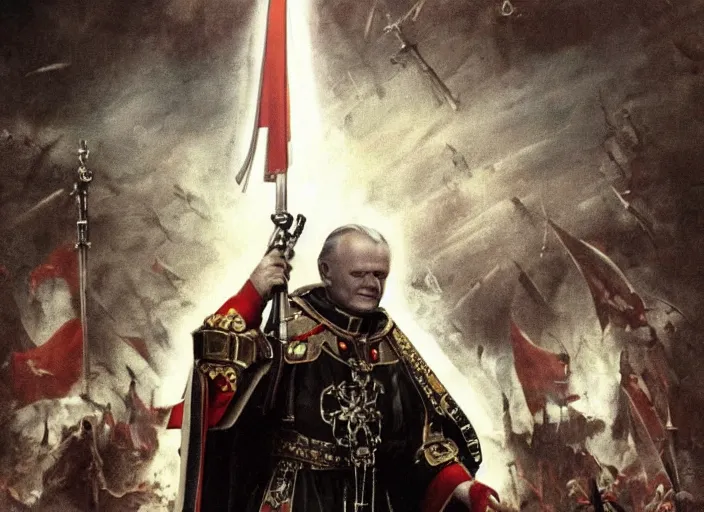 Prompt: john paul ii in warhammer 4 0, 0 0 0, cinematic scene