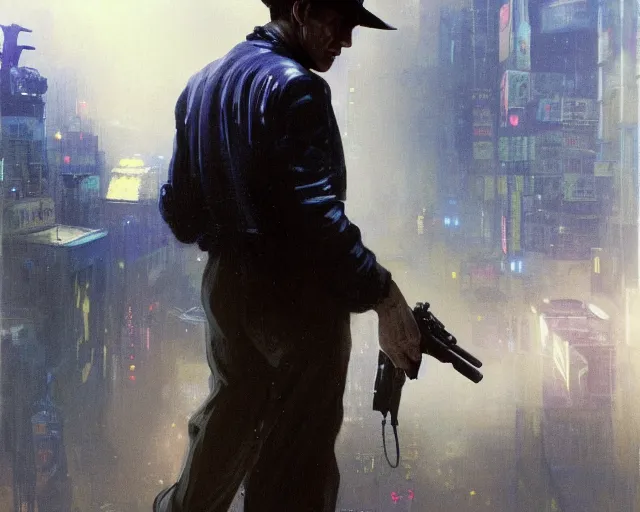 Image similar to 2 0 1 8 blade runner movie very very young clint eastwood in his youth western look at the cityscape from roof perfect face fine realistic face pretty face reflective polymer suit tight neon puffy jacket blue futuristic sci - fi elegant by denis villeneuve tom anders zorn hans dragan bibin thoma greg rutkowski ismail inceoglu illustrated sand storm alphonse mucha