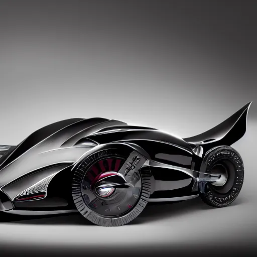 Image similar to Batmobile designed by Bugatti, full image, Batmobile, promotional photo Batmobile