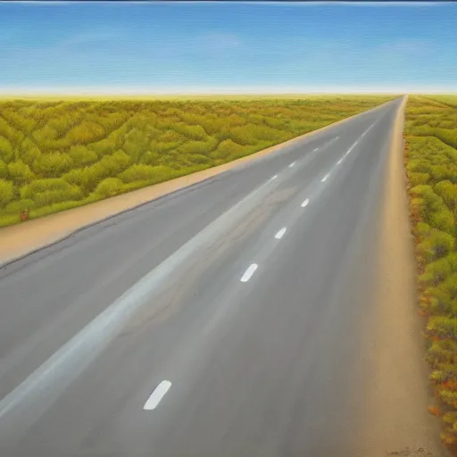 Image similar to depression highway, oil and acrylic on canvas, surrealism, high detail