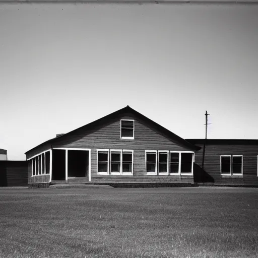 Image similar to a black and white photo of an old building by Dorothea Lange, featured on flickr, northwest school, 1920s, 1970s, 1990s