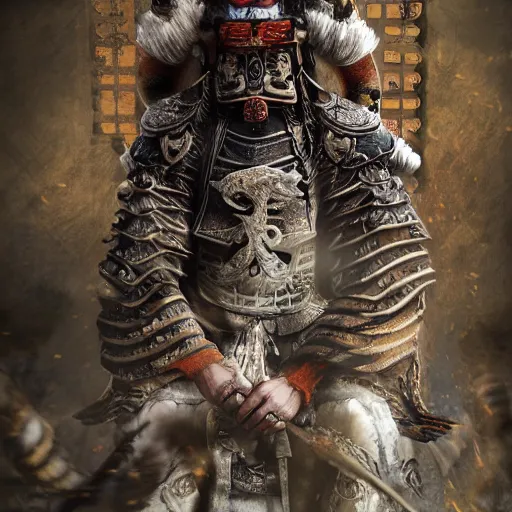 Image similar to The Chinese ancient warrior of tiger , traditional Chinese textures, hyper detail, Unreal engine,Octane render, by Brooke Shaden