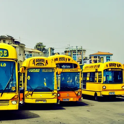 Prompt: yellow buses of lagos.