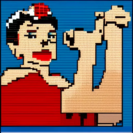 Image similar to a portrait of Rosie the riveter, 8 bit, computer game