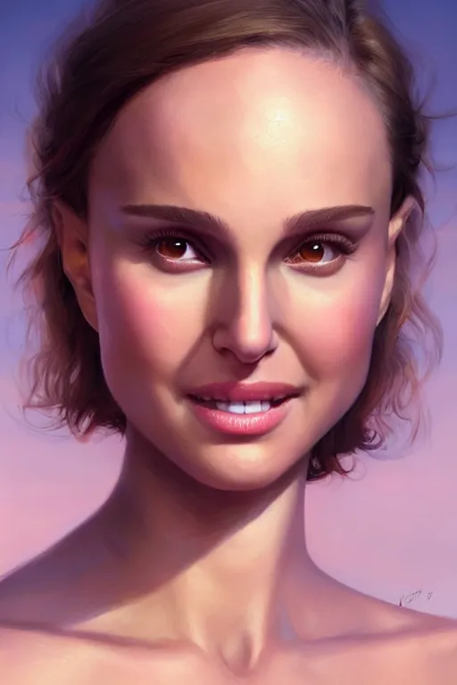 Prompt: Natalie Portman as a Smiling Goddess, soft, only two hands, highly detailed, digital painting, artstation, concept art, smooth, sharp focus, illustration, Unreal Engine 5, 8K, art by art by artgerm and greg rutkowski and edgar maxence