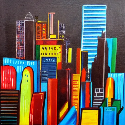 Image similar to inner city city pressure, painting