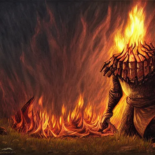 Image similar to dark souls bonfire by botero