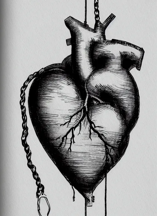 Image similar to portrait, An anatomical heart shaped balloon with a noose hanging from it, watercolor, dramatic lighting, cinematic, establishing shot, extremly high detail, foto realistic, cinematic lighting, pen and ink, intricate line drawings, by Yoshitaka Amano, Ruan Jia, Kentaro Miura, Artgerm, post processed, concept art, artstation, matte painting, style by eddie mendoza, raphael lacoste, alex ross